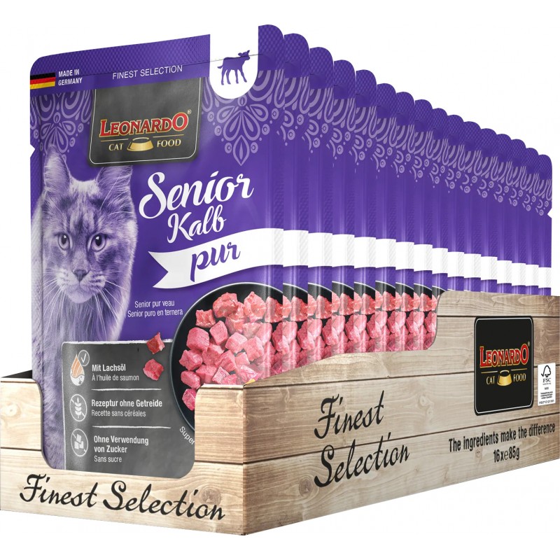 Terrine pour Chat – « Pur Veau Senior » – Leonardo LEONARDO 4002633756718 Boîtes, sachets pour chats