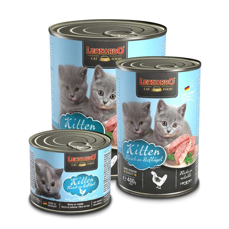 Pâtée en conserve pour Chaton « Riche en Volaille » – Leonardo LEONARDO  Boîtes, sachets pour chats