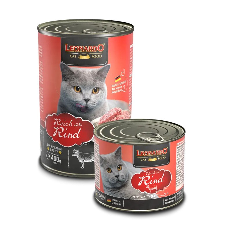Pâtée en conserve « Riche en Bœuf » – Leonardo LEONARDO  Boîtes, sachets pour chats